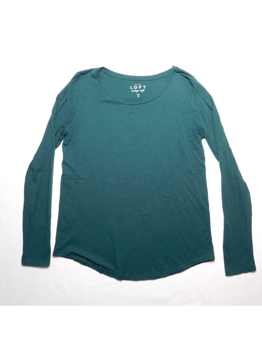 Ann Taylor LOFT Vintage Soft Long Sleeve T-Shirt Womens Medium Teal Green Tee M